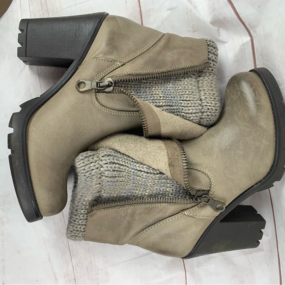 Steve Madden boots shoes knit sweater platform heel leather double zip grey 9.5 - Picture 6 of 16